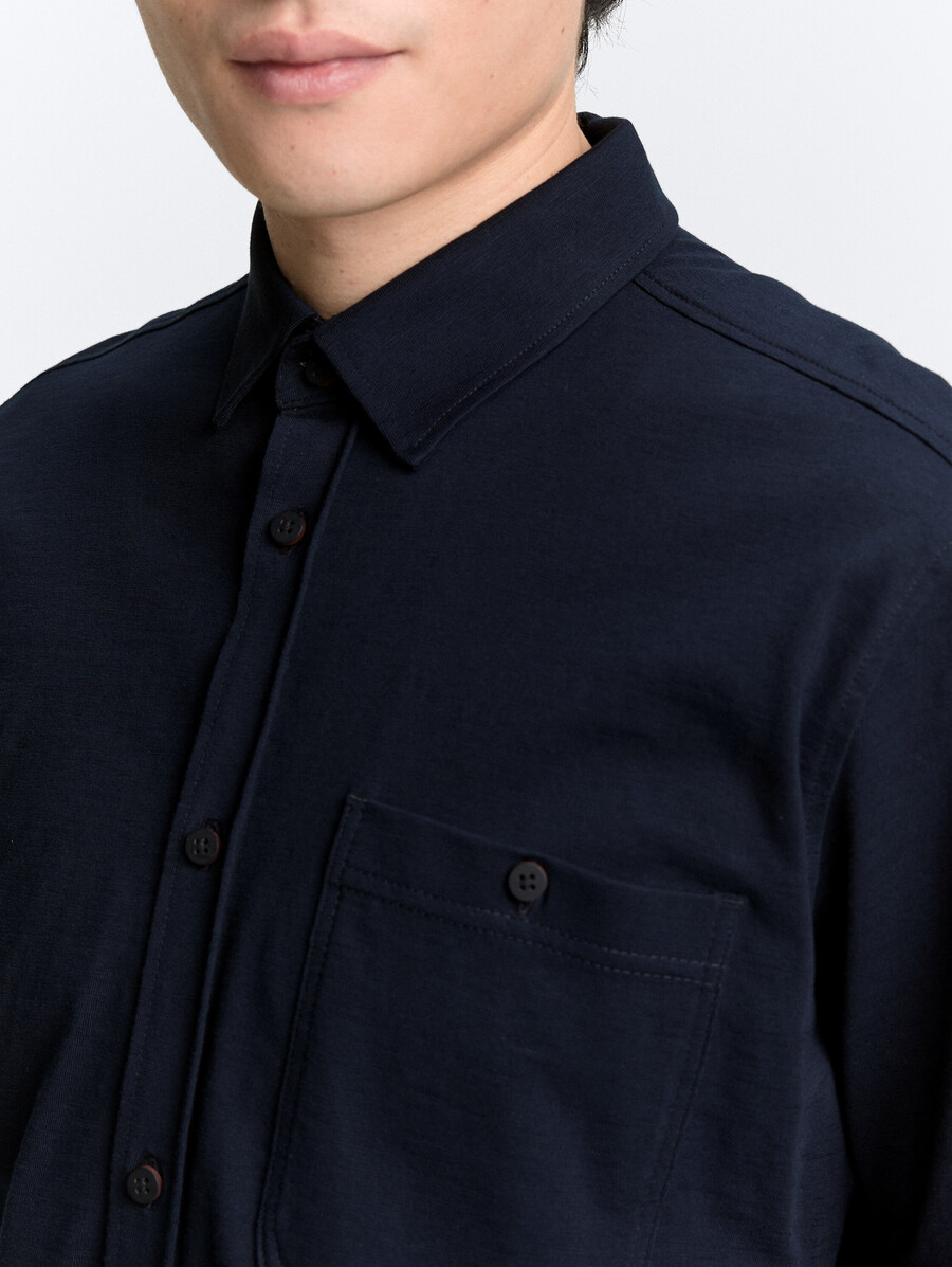 camisa de algodón de manga corta de corte regular
