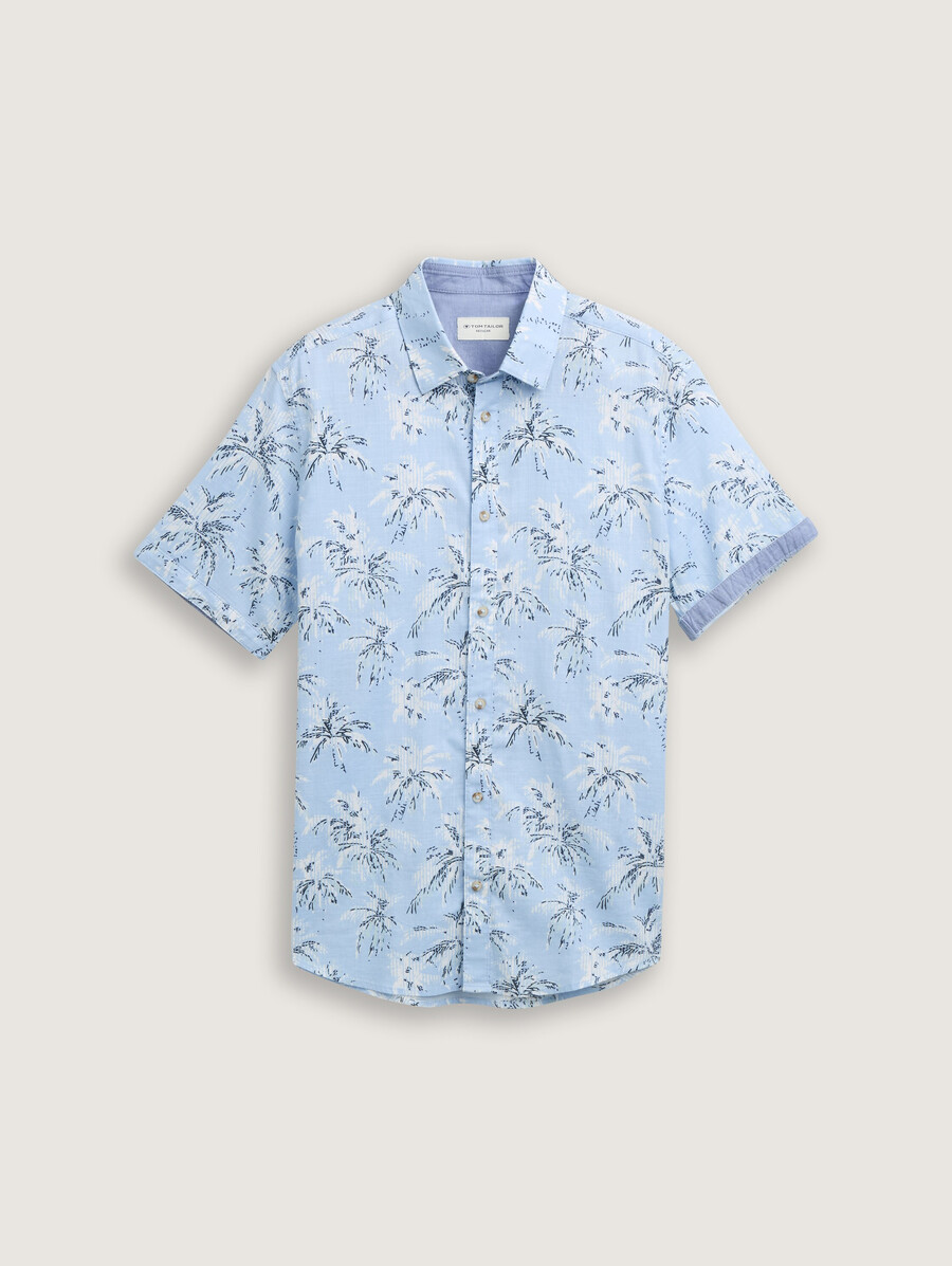 camisa de manga corta de corte regular con estampado de palmeras