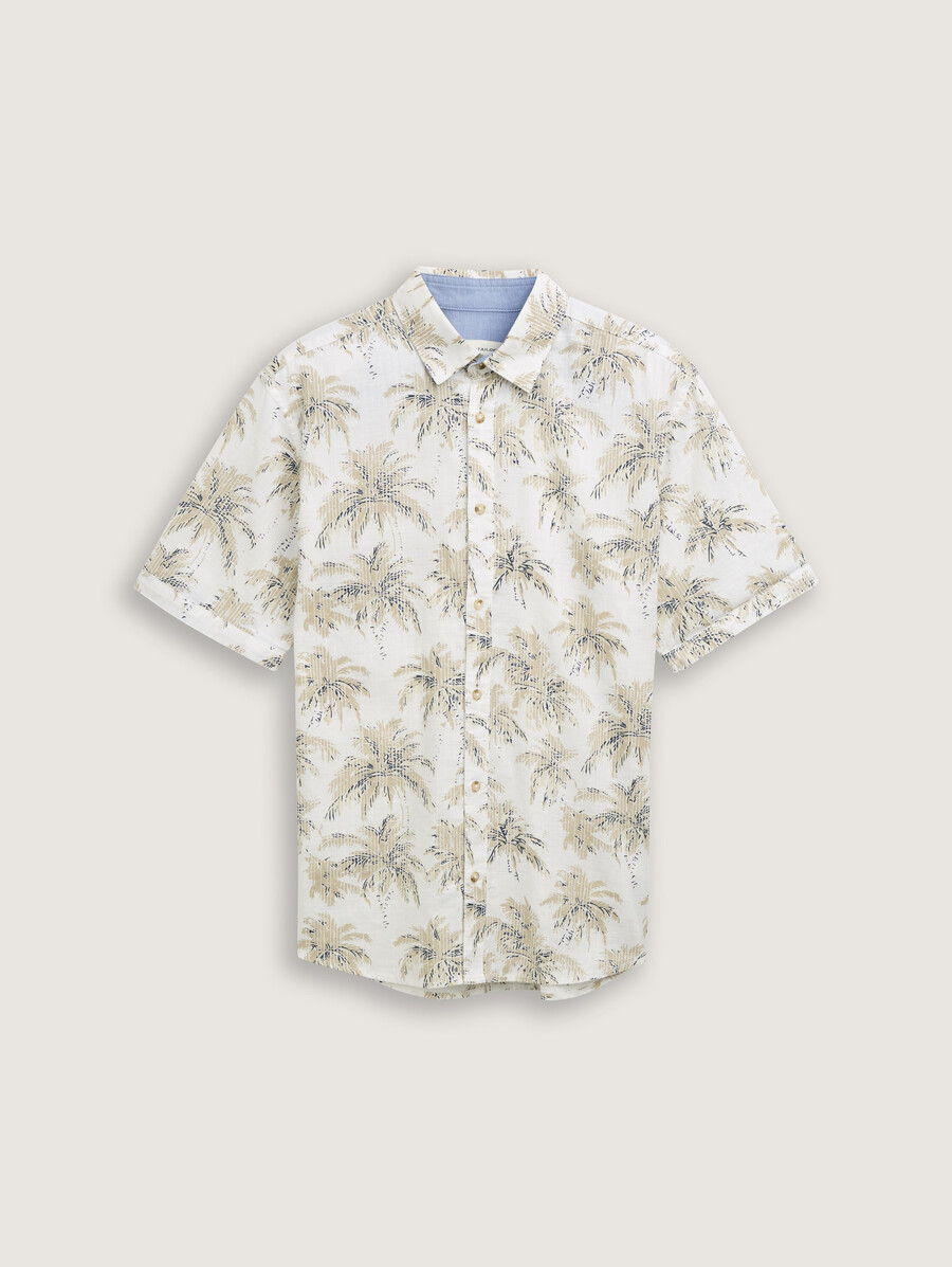camisa de manga corta de corte regular con estampado de palmeras