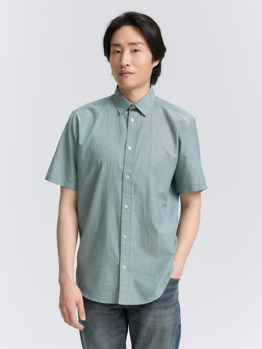 camisa de algodón de manga corta de corte regular