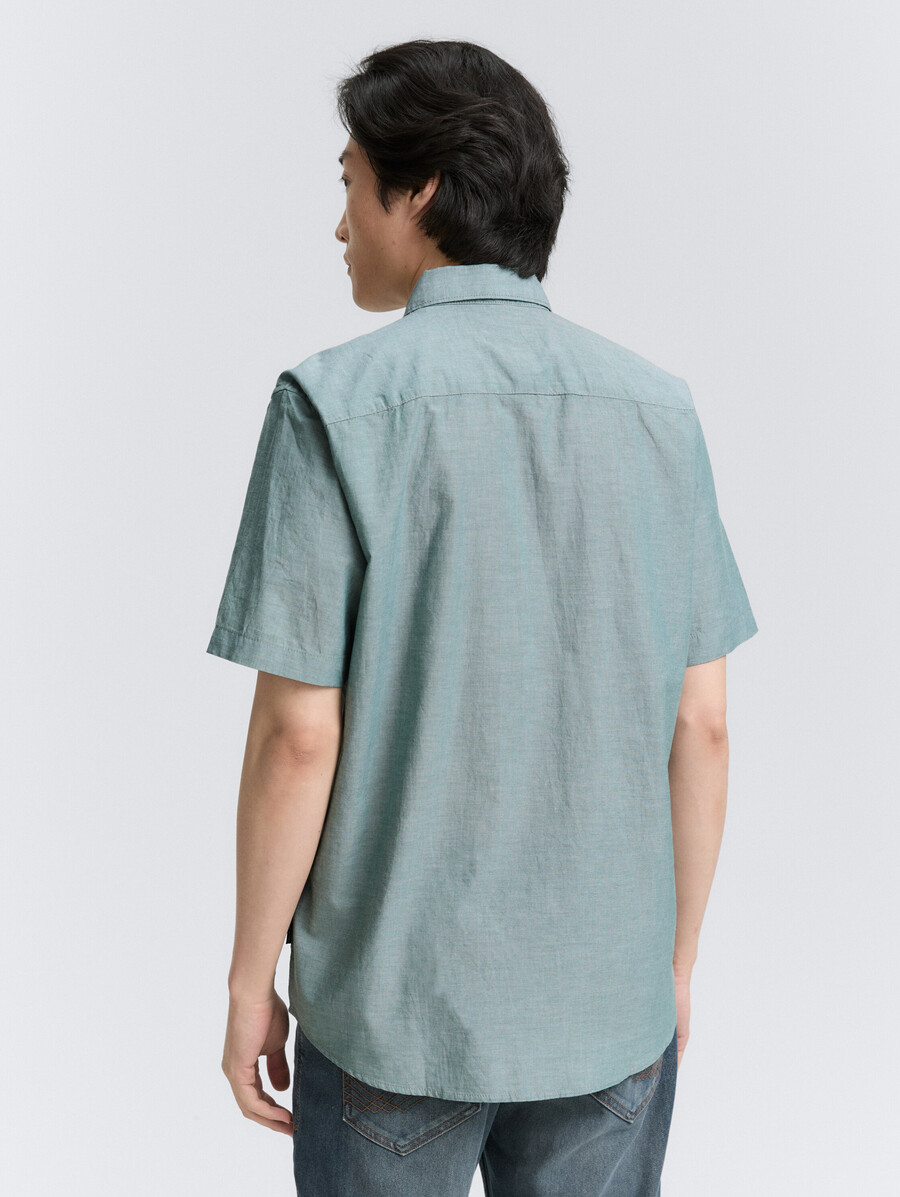 camisa de algodón de manga corta de corte regular