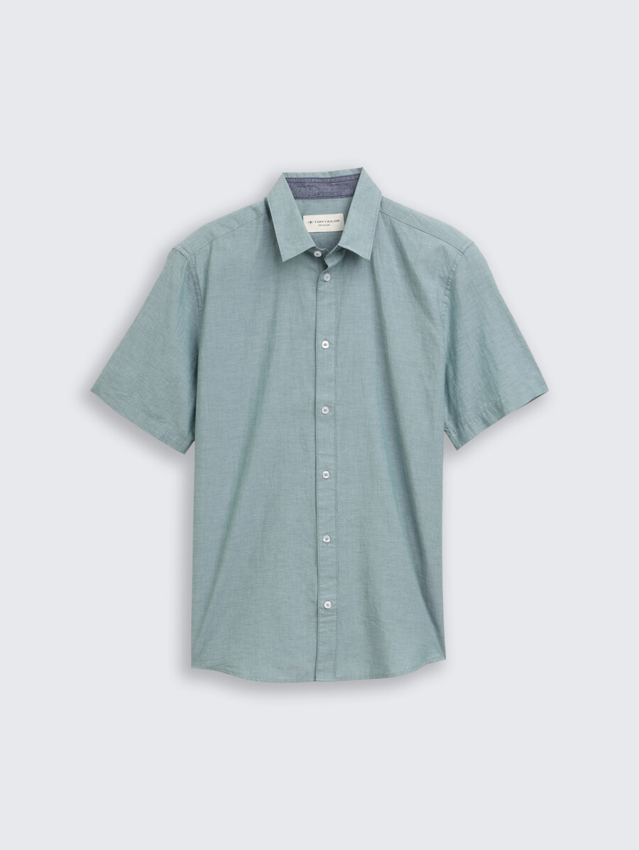 camisa de algodón de manga corta de corte regular