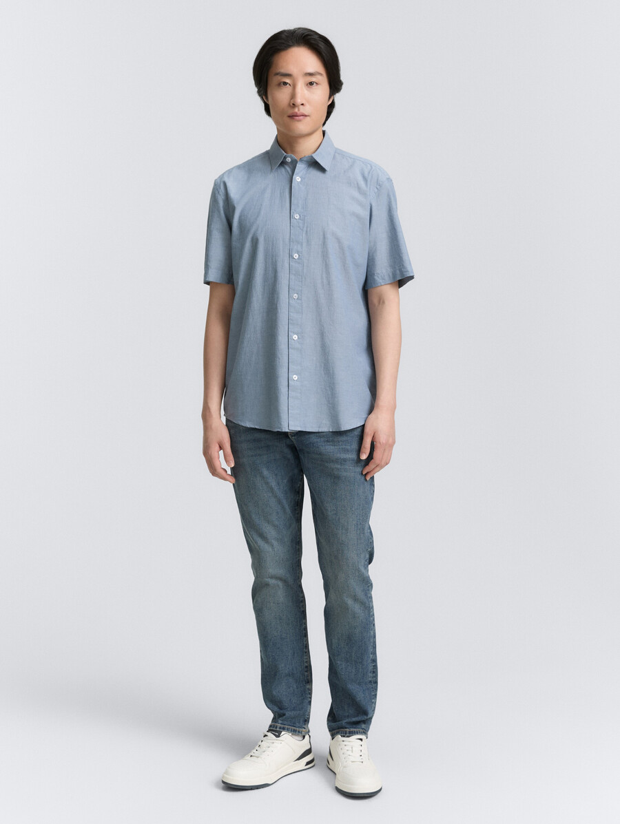 camisa de algodón de manga corta de corte regular