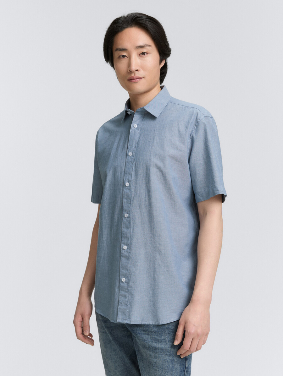 camisa de algodón de manga corta de corte regular
