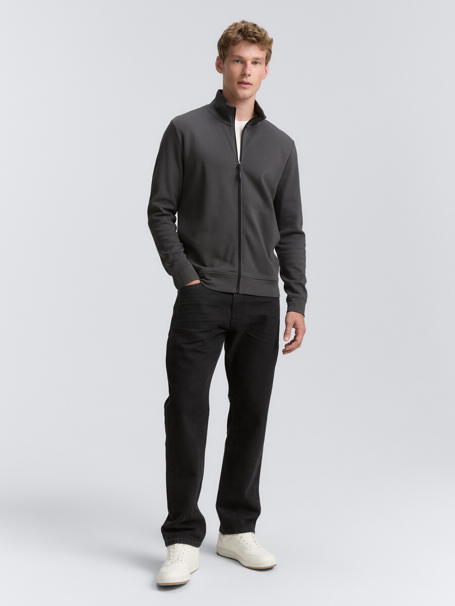 chaqueta deportiva de piqué con cuello alto