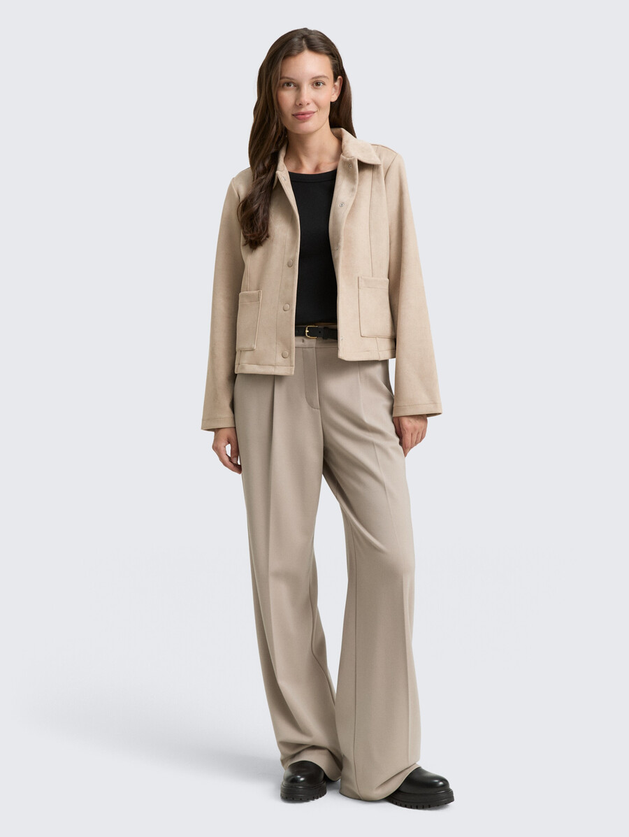 chaqueta de corte regular con efecto ante