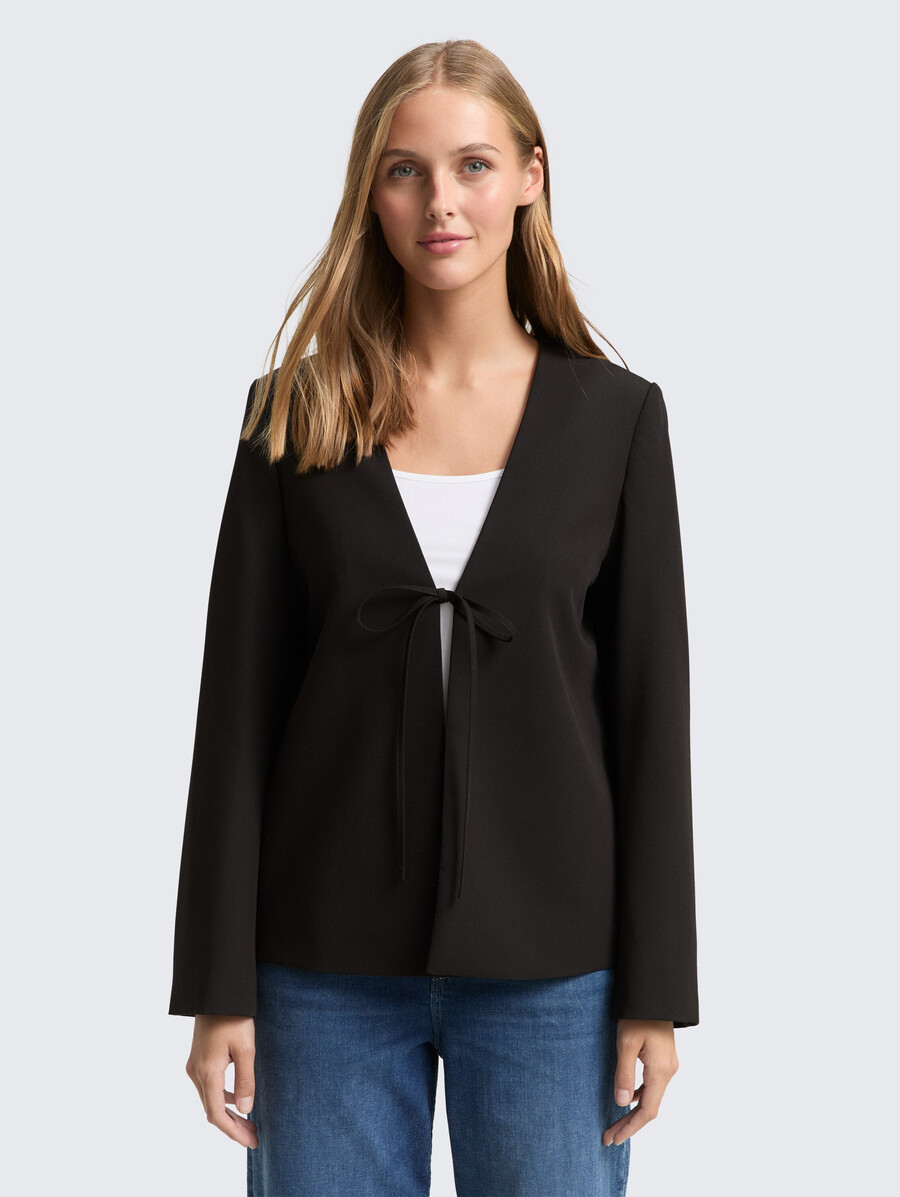 chaqueta de corte regular con detalle de lazo