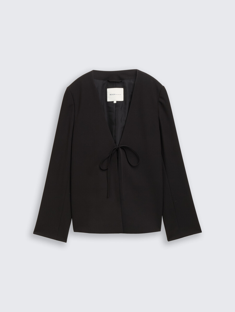 chaqueta de corte regular con detalle de lazo