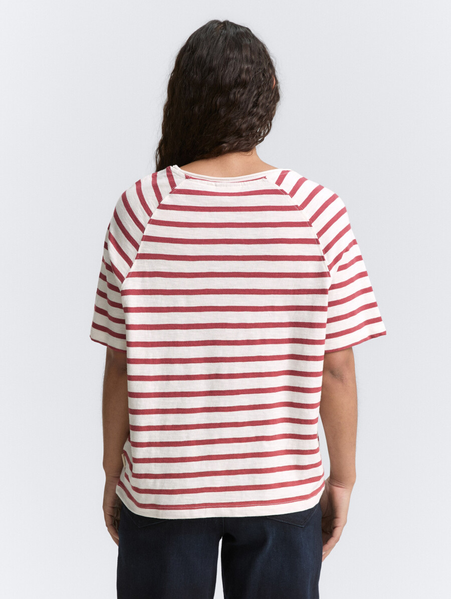 camiseta raglán con estampado de rayas