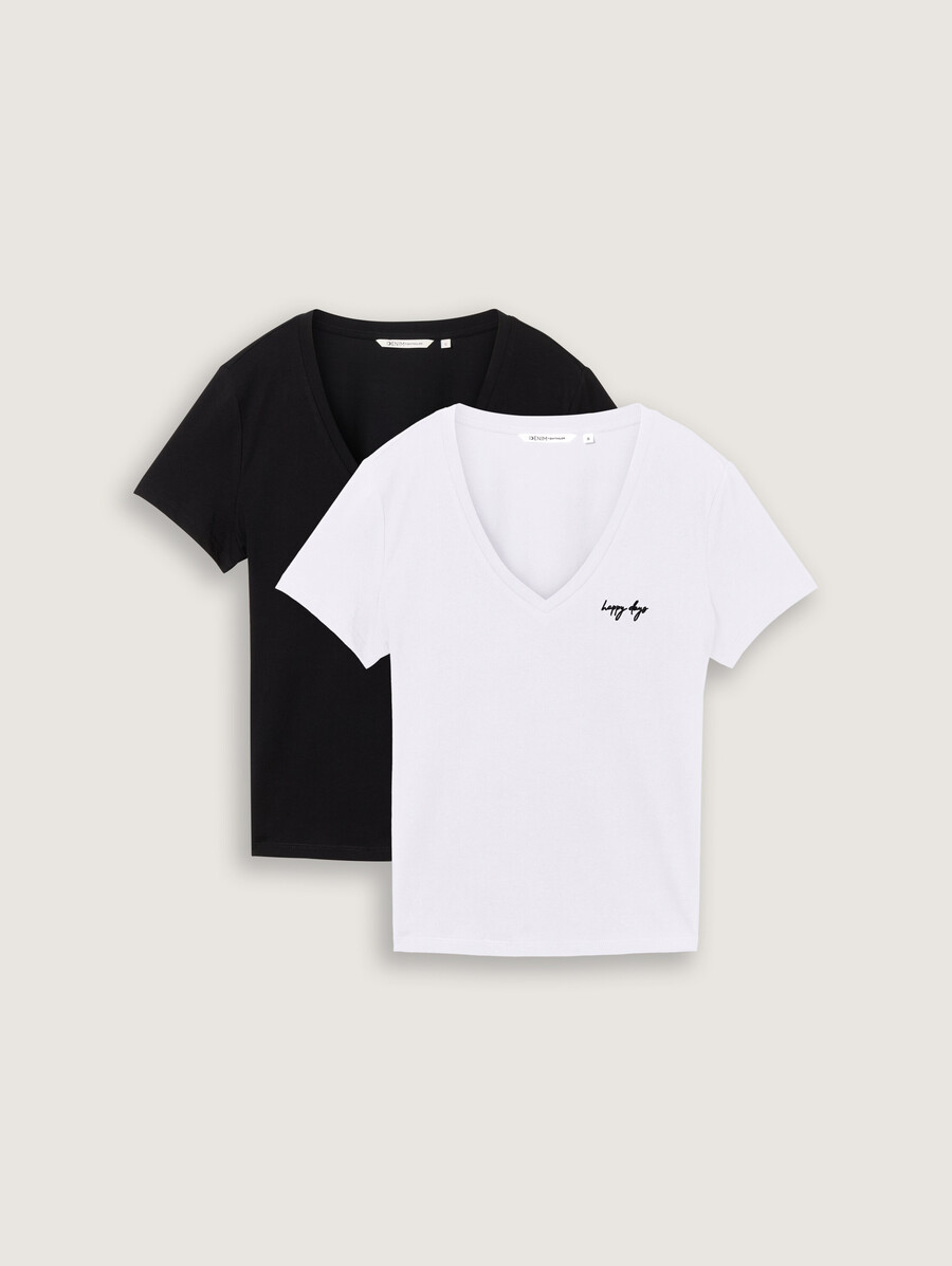 camiseta con cuello en v en pack de 2