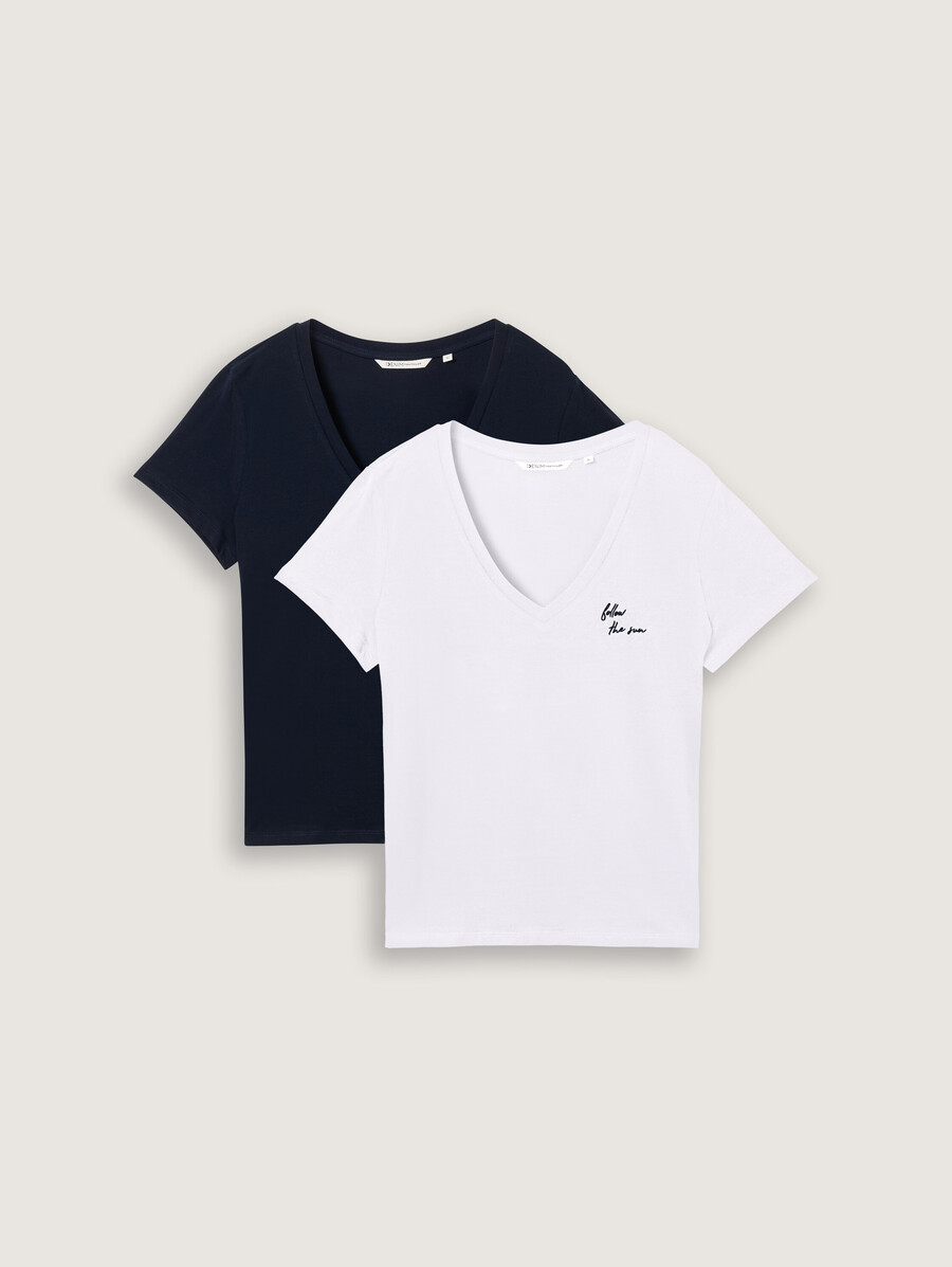 camiseta con cuello en v en pack de 2