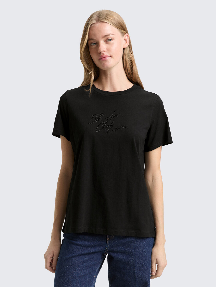 camiseta holgada con bordado de purpurina