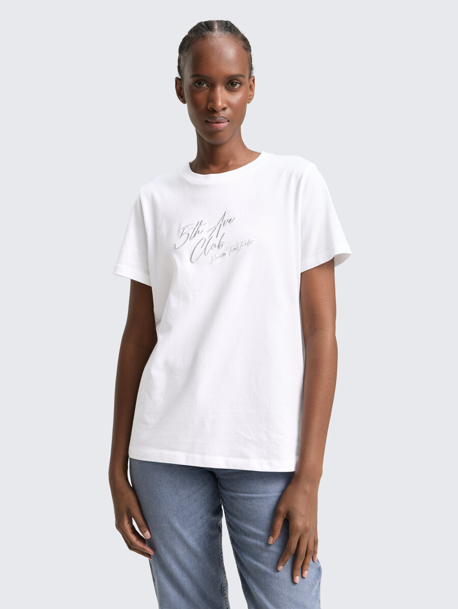 camiseta holgada con bordado de purpurina