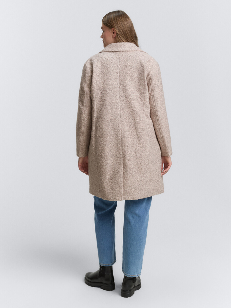 talla grande - abrigo bouclé con cuello de solapa