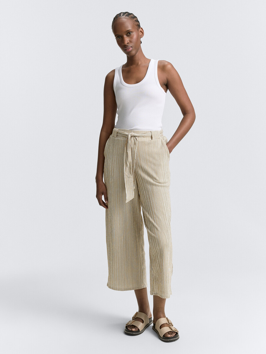 pantalón culotte de cintura alta con cinturón para anudar