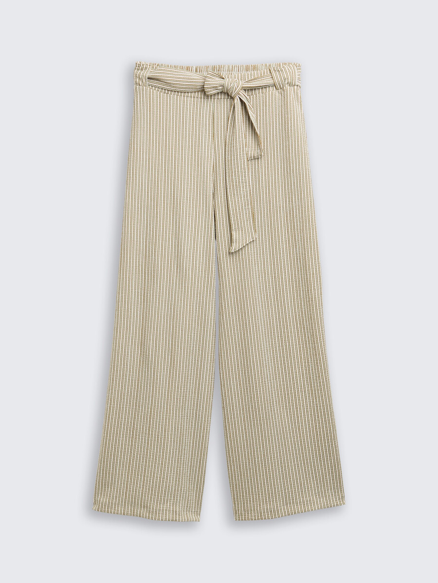 pantalón culotte de cintura alta con cinturón para anudar