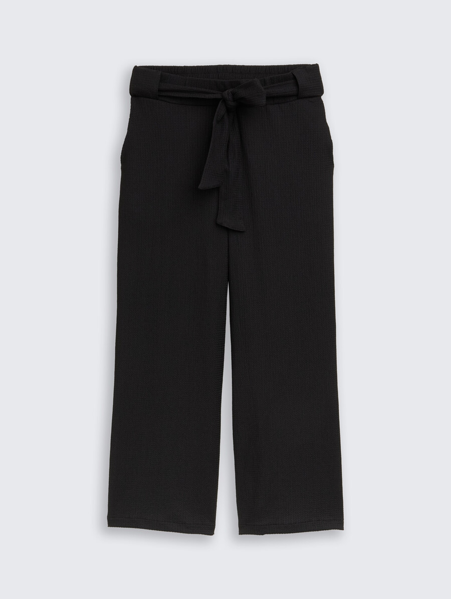 pantalón culotte de cintura alta con cinturón para anudar