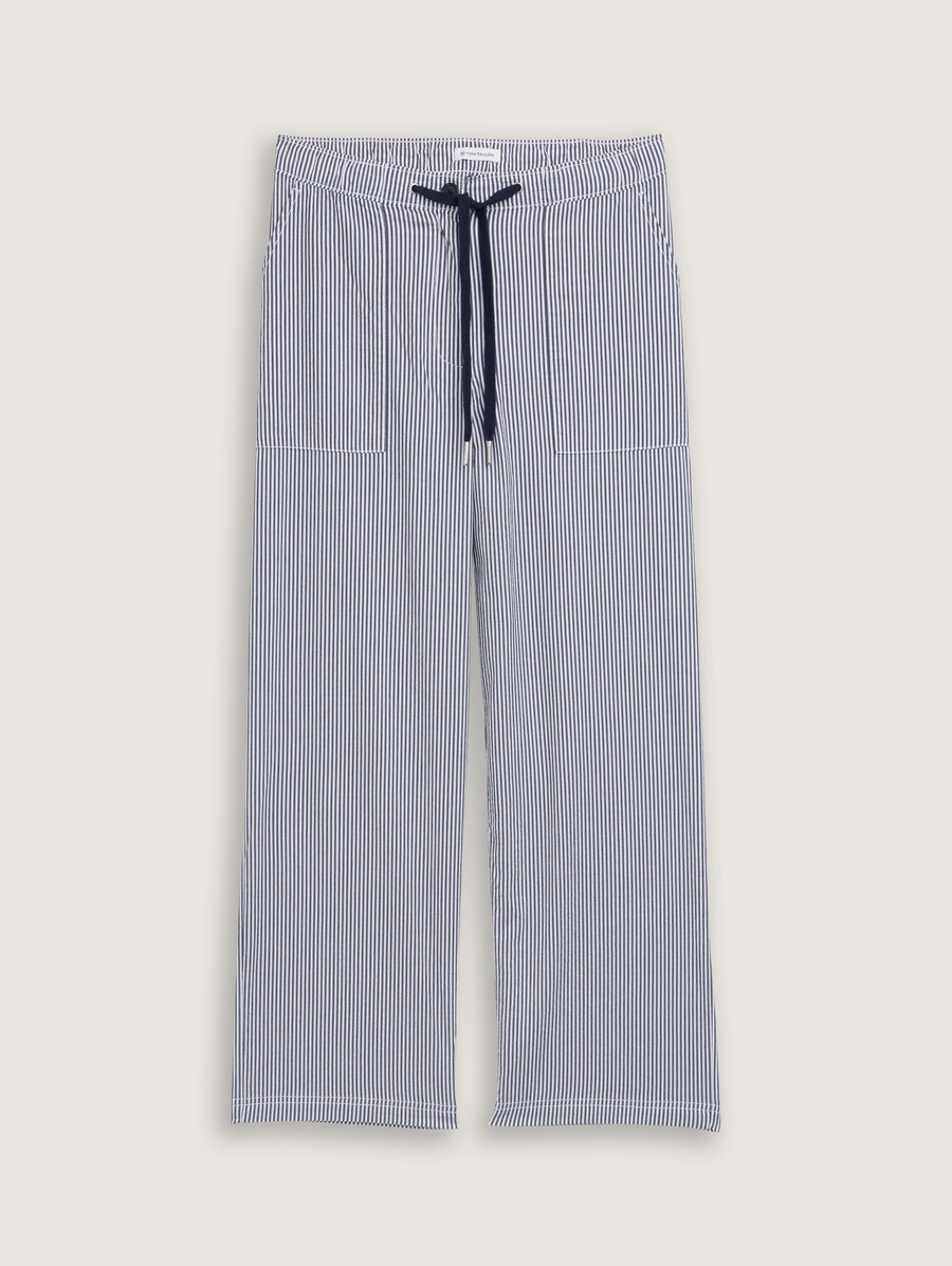 pantalón culotte de seersucker con cordón