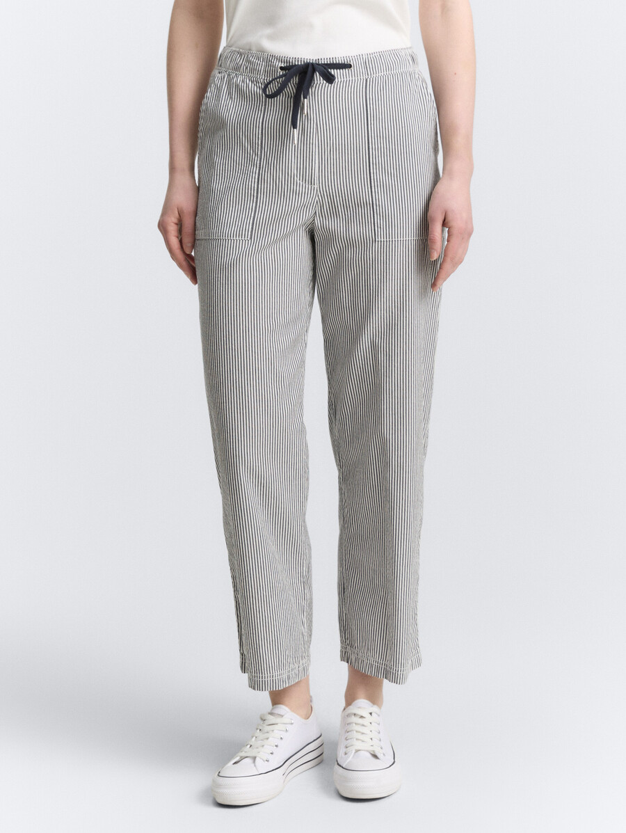 pantalón culotte de seersucker con cordón