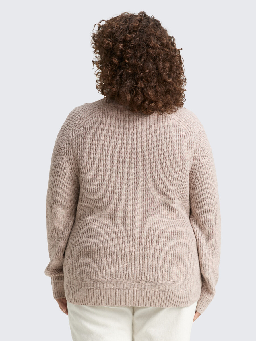talla grande - cárdigan de canalé con cuello en v