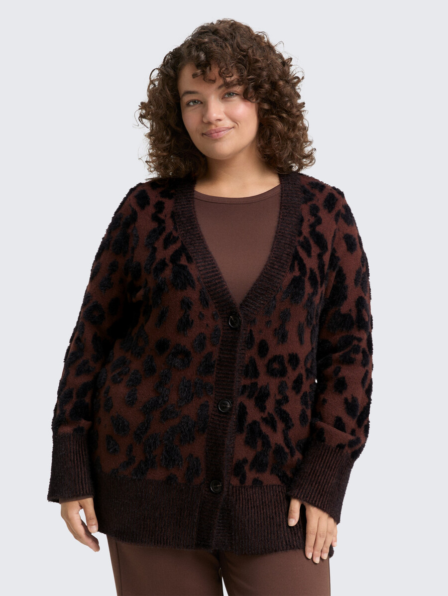 talla grande - cárdigan holgado con estampado de leopardo