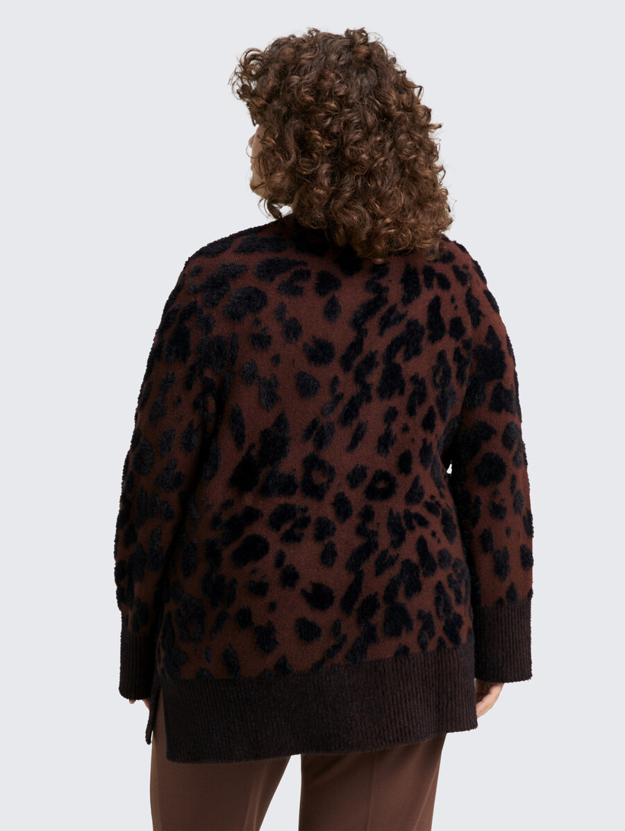 talla grande - cárdigan holgado con estampado de leopardo