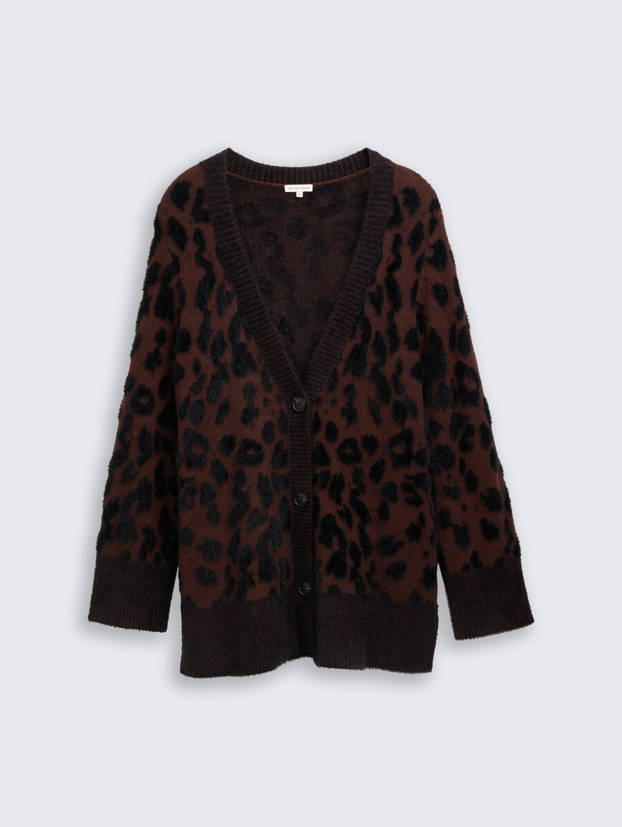 talla grande - cárdigan holgado con estampado de leopardo