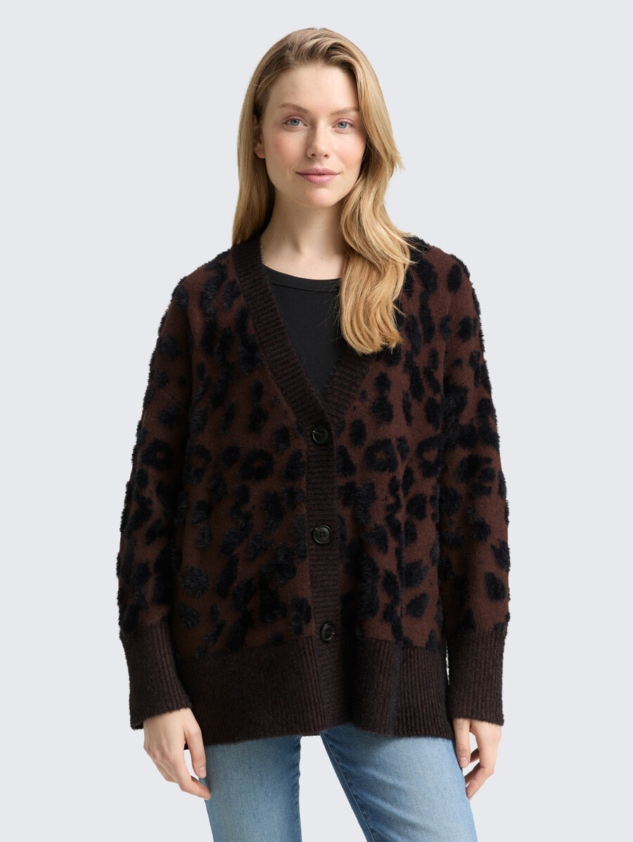 cárdigan oversize con estampado de leopardo