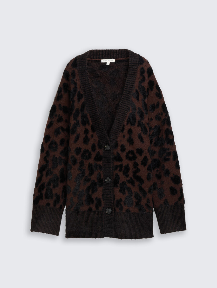 cárdigan oversize con estampado de leopardo
