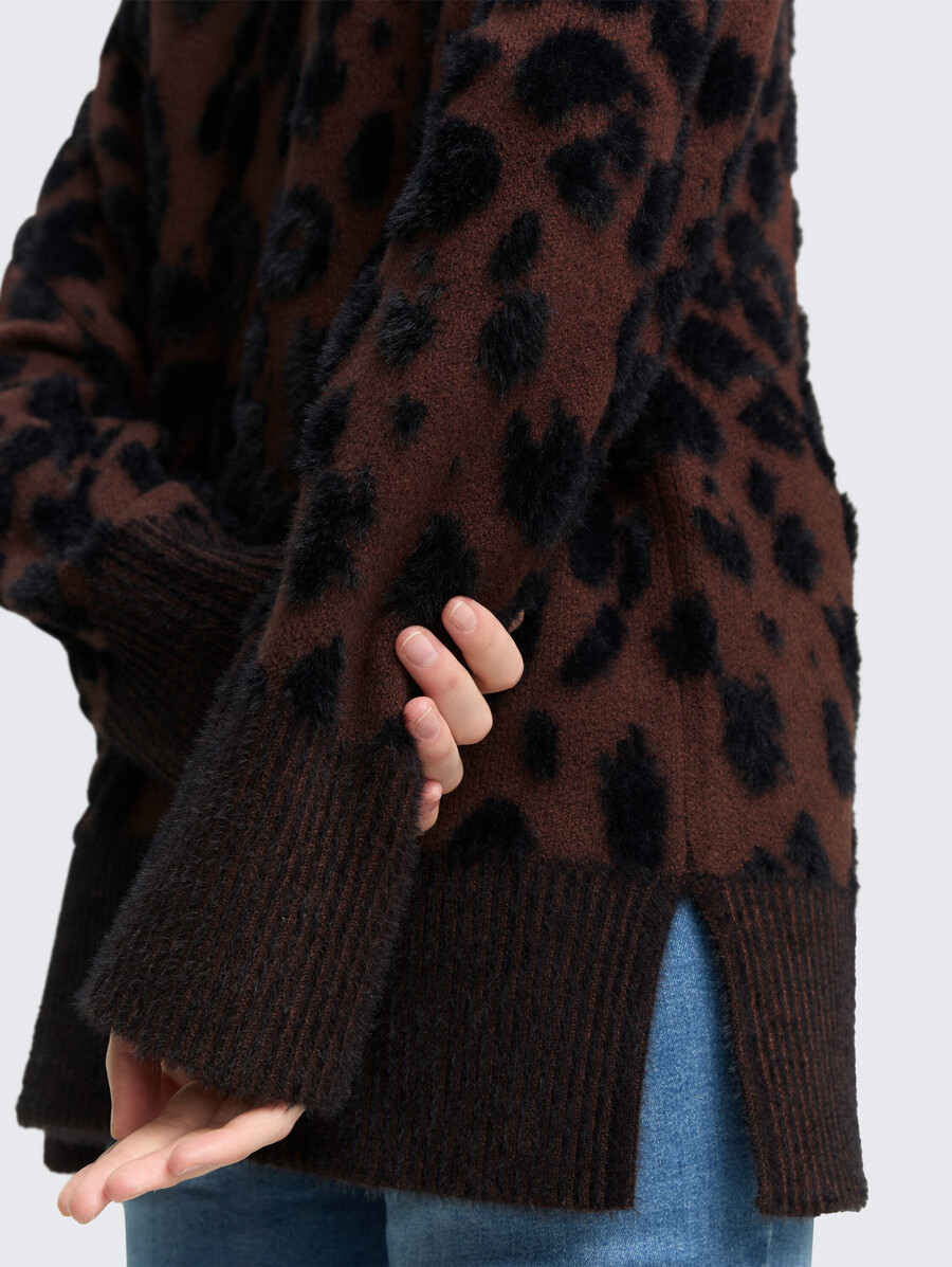 cárdigan oversize con estampado de leopardo