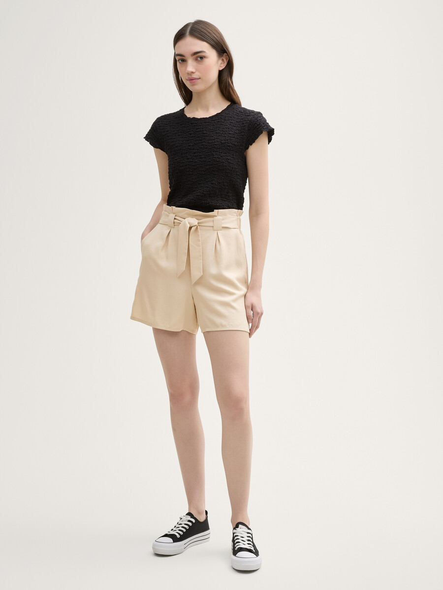 pantalones cortos holgados con diseño de bolsa de papel