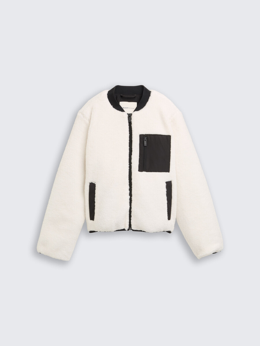 chaqueta de peluche con cuello bomber