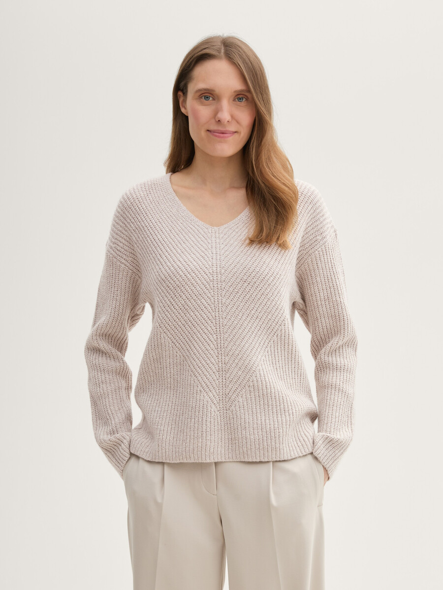 jersey de punto con cuello en v