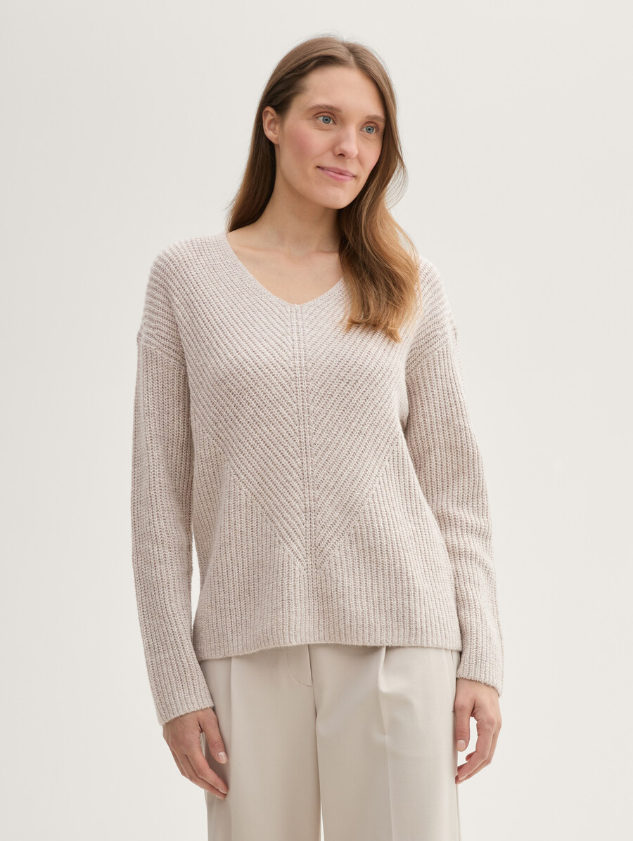 jersey de punto con cuello en v