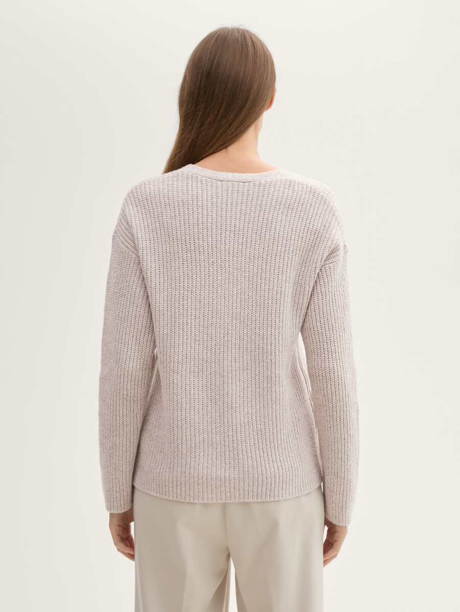 jersey de punto con cuello en v