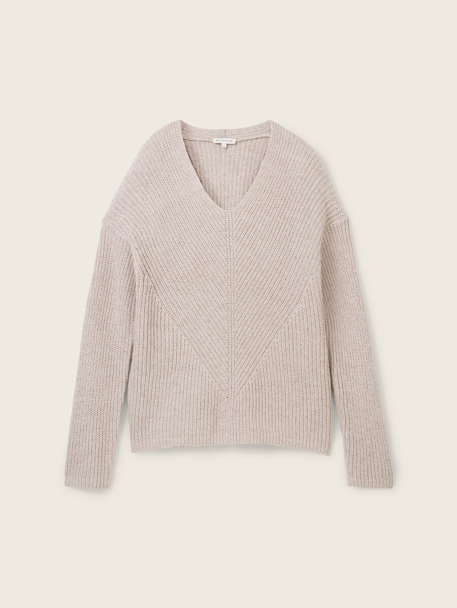 jersey de punto con cuello en v