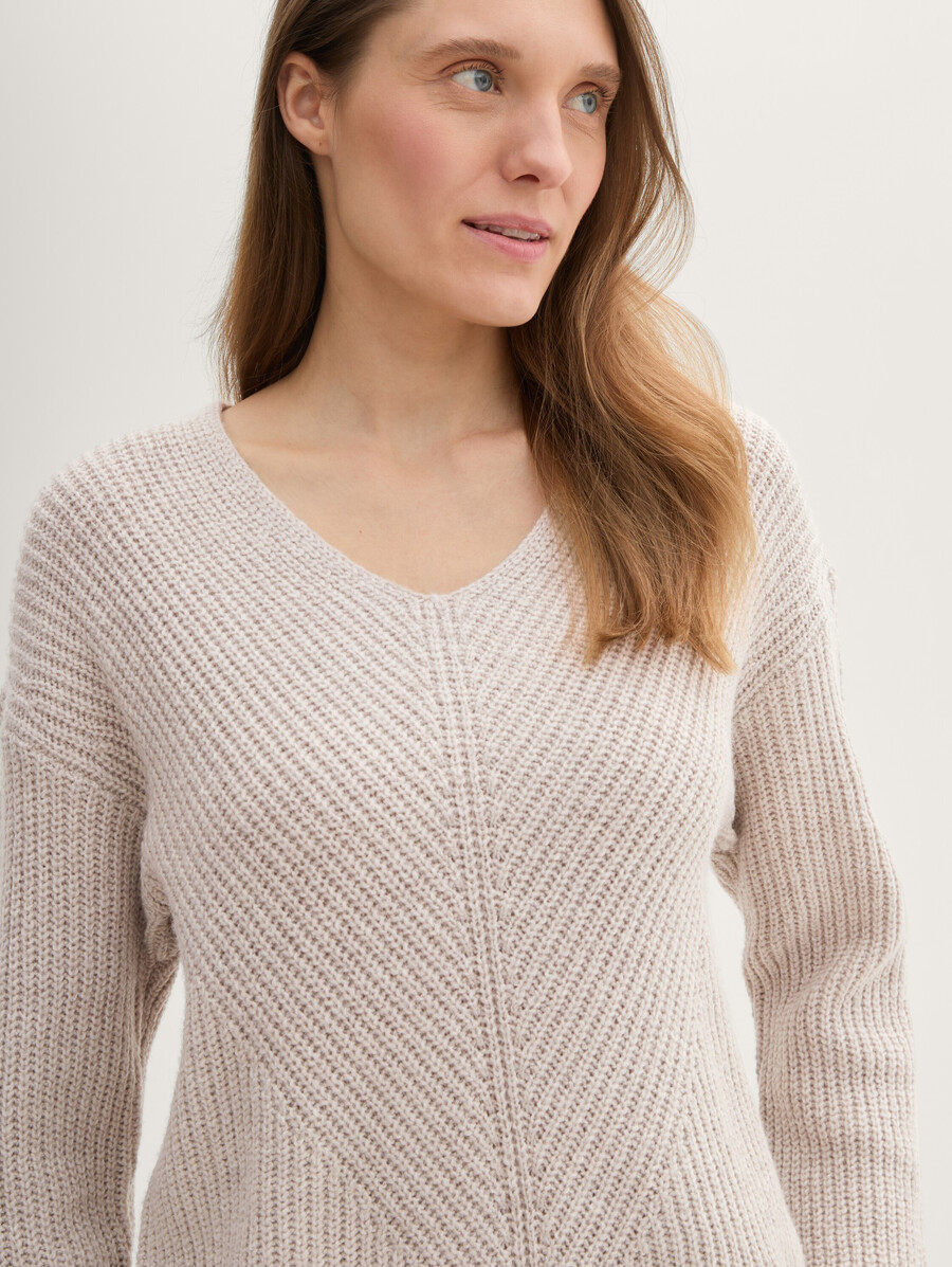 jersey de punto con cuello en v