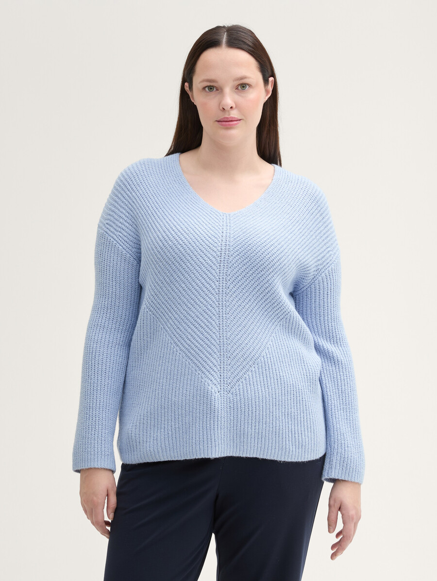 talla grande - jersey de punto con cuello en v