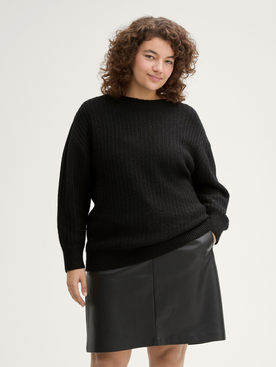 talla grande - jersey de punto con lentejuelas