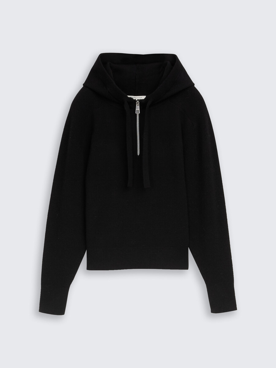 jersey de punto con capucha y cremallera