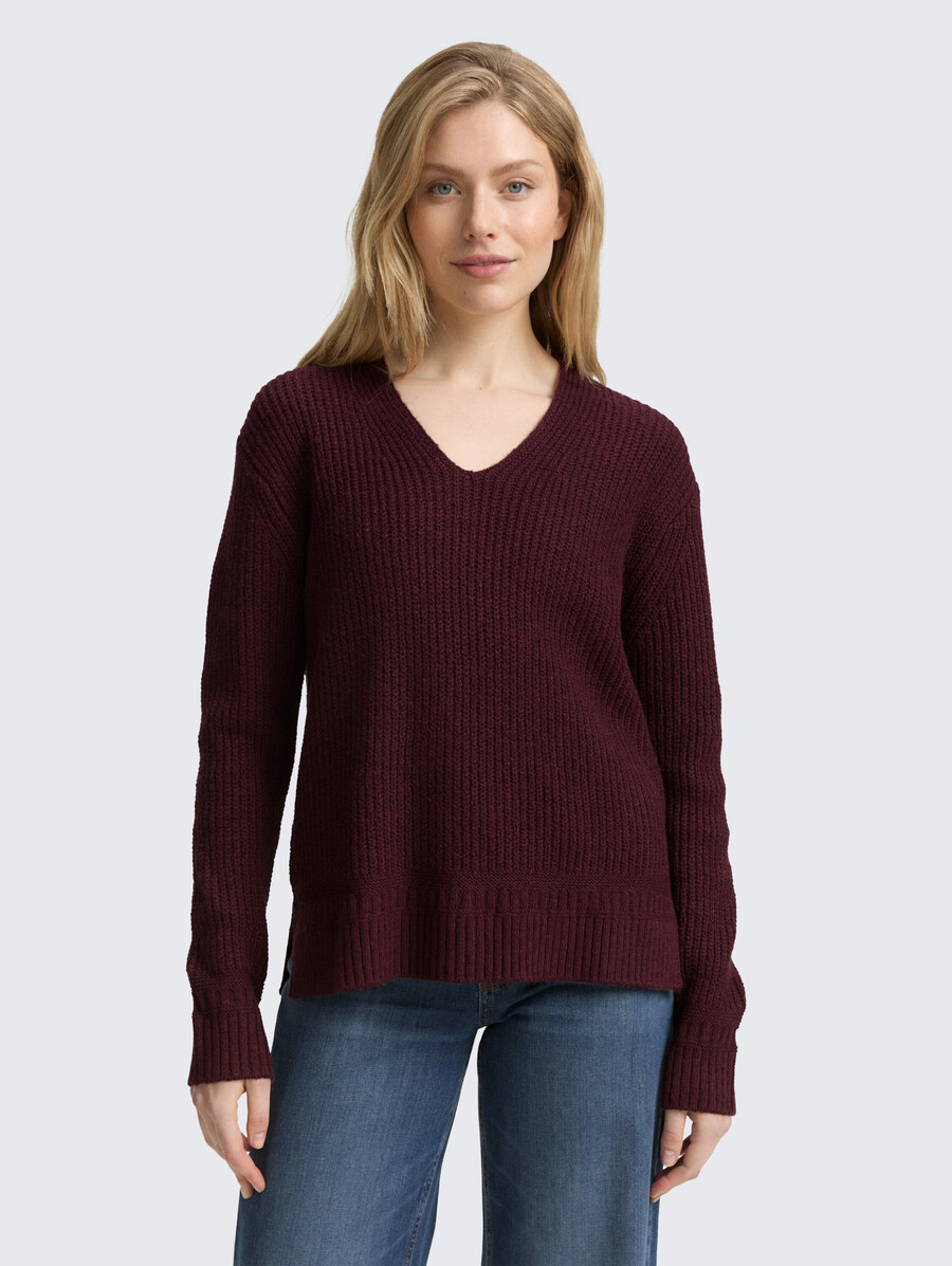 jersey de punto con cuello en v