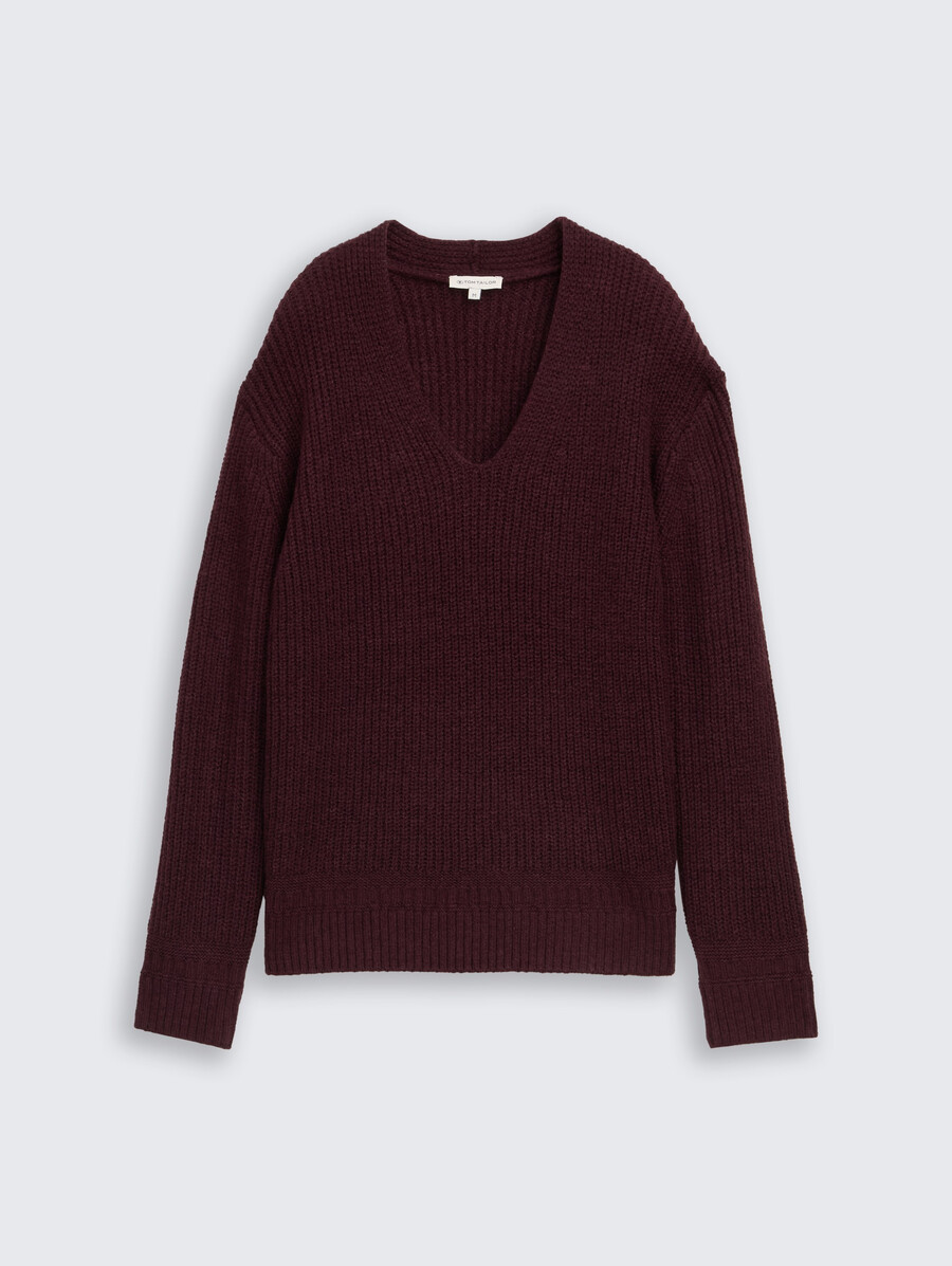 jersey de punto con cuello en v