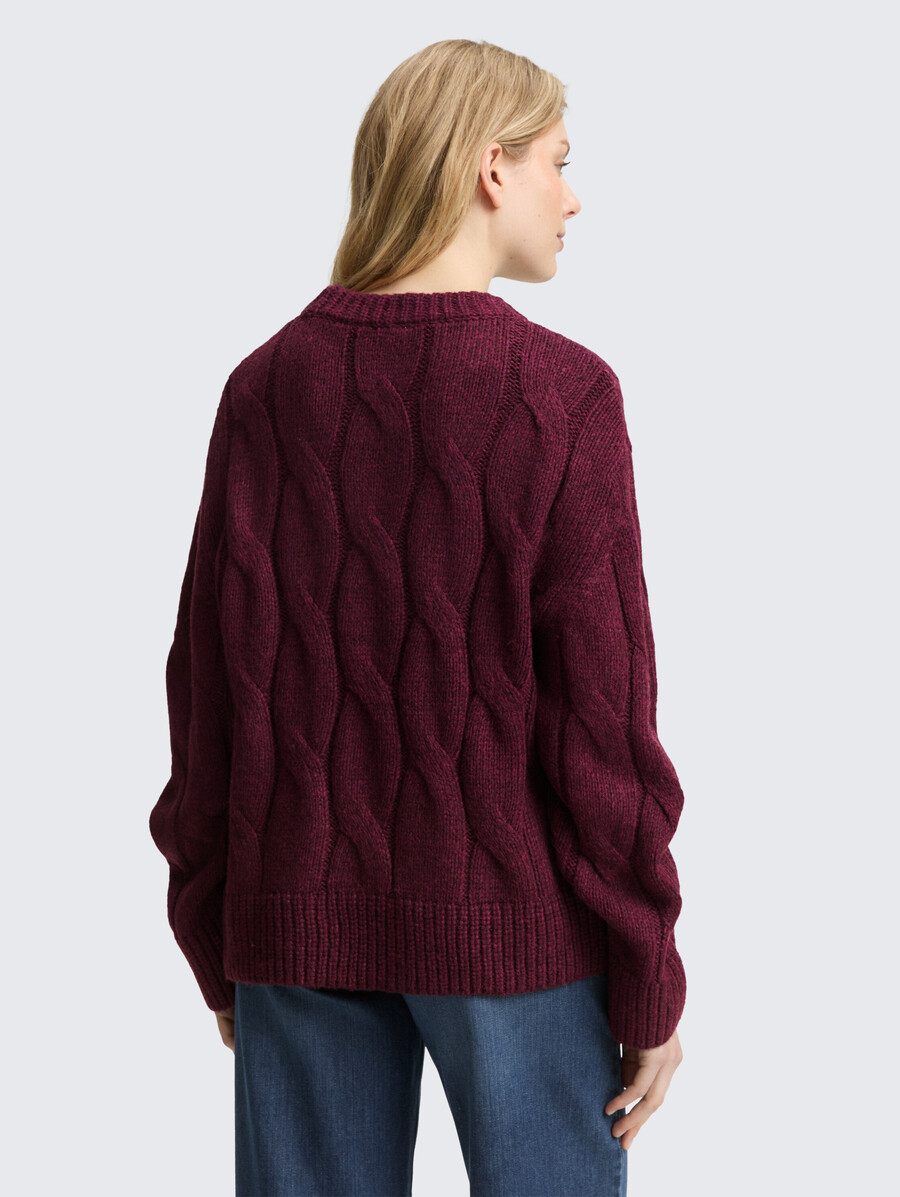 jersey de punto holgado con patrón de cable