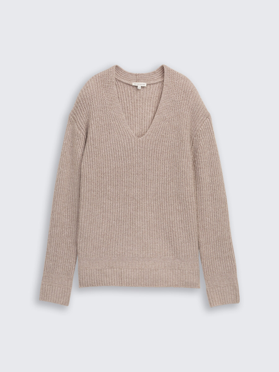 jersey de punto con cuello en v