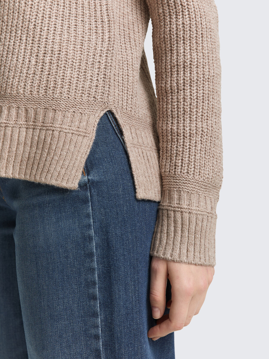 jersey de punto con cuello en v