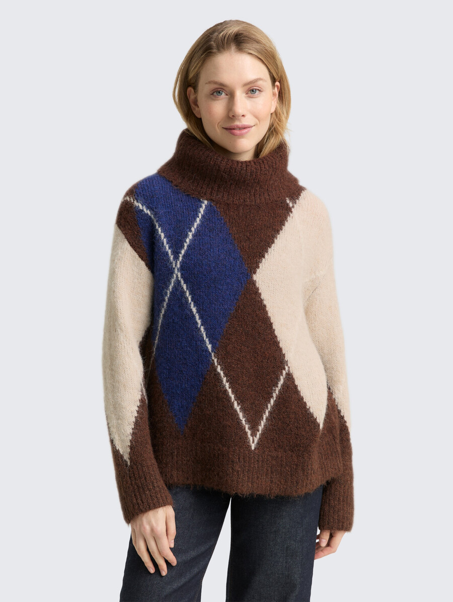 jersey de cuello alto de gran tamaño con contenido de lana