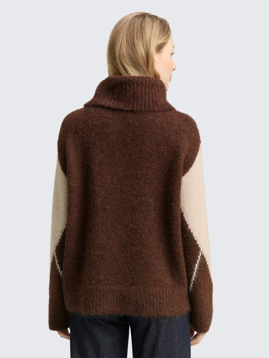 jersey de cuello alto de gran tamaño con contenido de lana