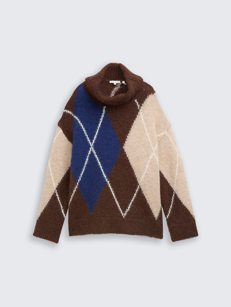 jersey de cuello alto de gran tamaño con contenido de lana