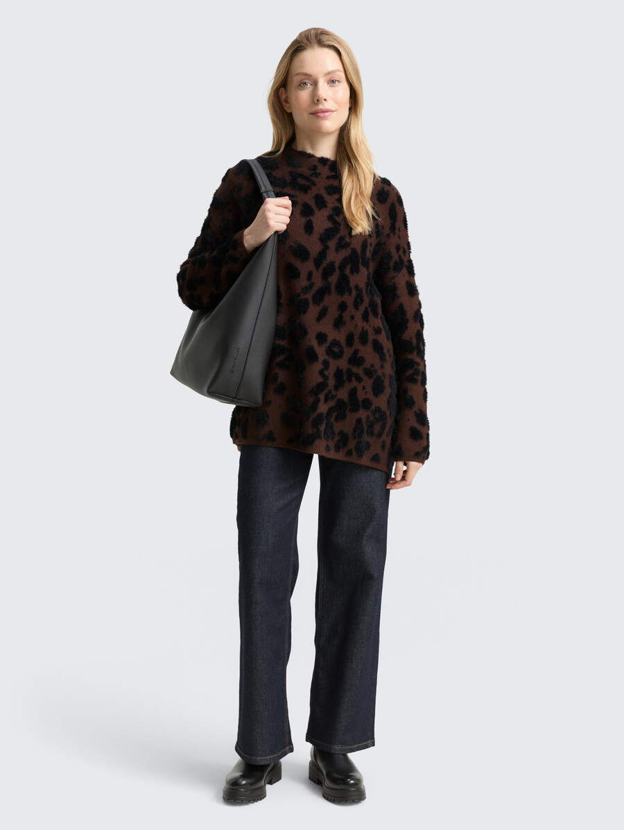 jersey de punto oversize con estampado de leopardo