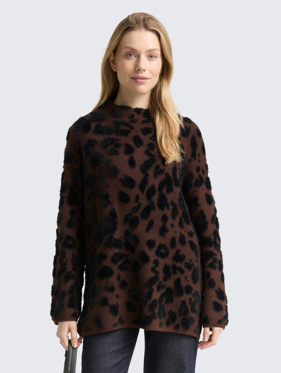 jersey de punto oversize con estampado de leopardo